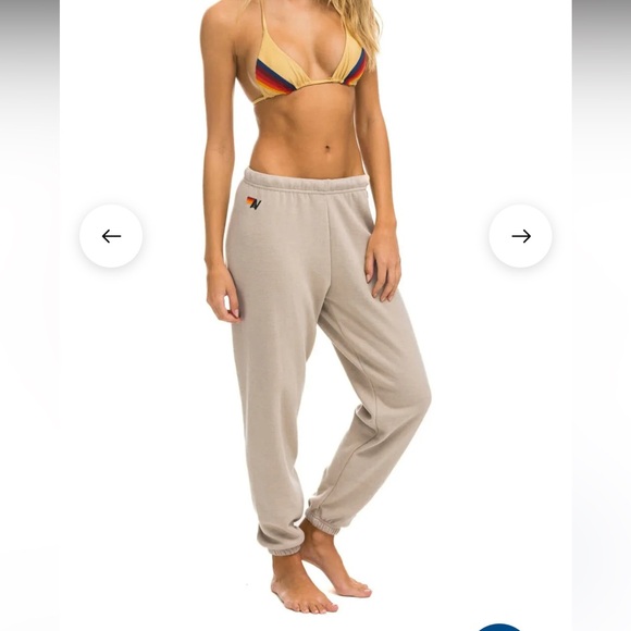 Aviator Nation 5 STRIPE SWEATPANTS in SAND // Tan //Green - Picture 2 of 6